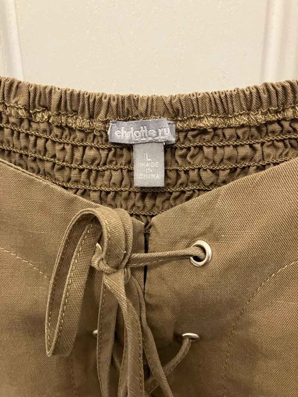 Women's Lace-Up Peplum Top in Olive Brown Renaissance Festival Wear Size Large - Picture 2 of 8